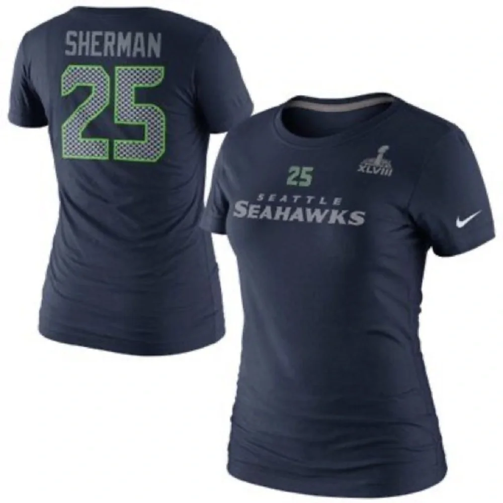 Nike Seattle Seahawks Super Bowl Sherman #25 Short Sleeve Tee Shirt